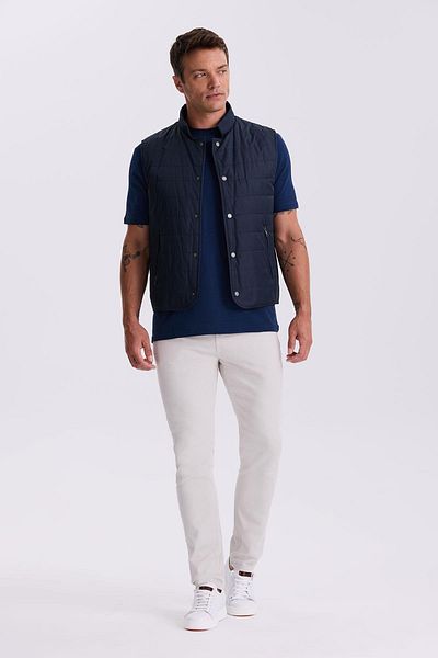 Jakamen Navy Blue Judge Collar Fiber Slim Fit Vest