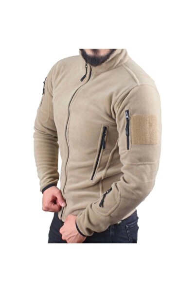 Serenity Ανδρικό μπεζ παλτό Military Tactical Fleece 6 τσέπες