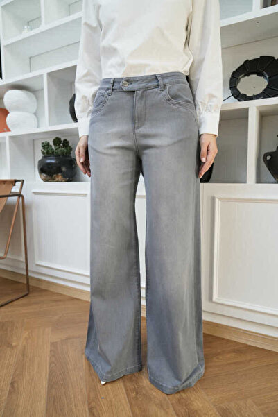 Neways 1067-Denim Bol Paça Pantolon Gri