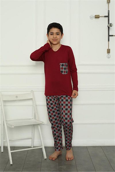 Akbeniz Boy's Combed Cotton Pajama Set 20385
