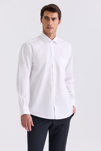 Jakamen Λευκό πουκάμισο Classic Fit 100% βαμβάκι