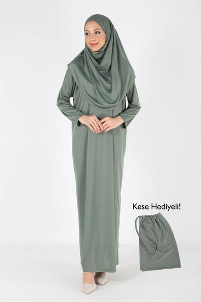 Plistre 2133_One Piece Αντιολισθητικό Φόρεμα Προσευχής Hijab - Κεφαλή με Μπόνε