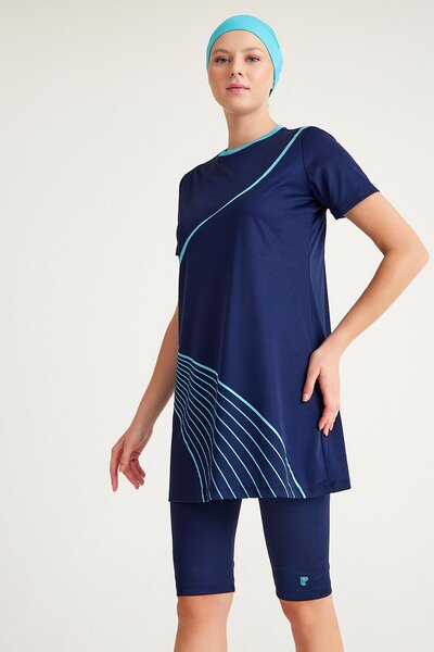 Plistre 2154_Μπούστο με στάμπα ημικαλυμμένο 3 τεμάχιο μαγιό Hijab