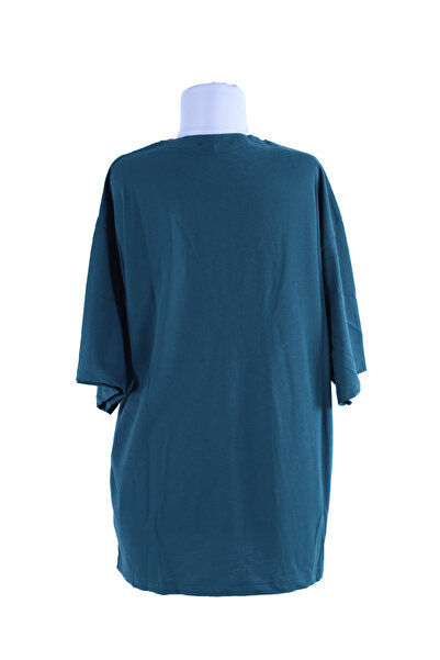 Plistre Μπλουζάκι Petrol Blue 2096 Personed Plain Boyfriend Oversize Basic T-shirt