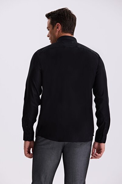 Jakamen Μαύρο πουκάμισο Comfort Fit χωρίς σιδέρωμα 100% βαμβάκι