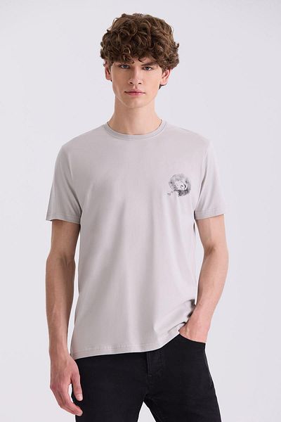 Jakamen Gray Slim Fit Crew Neck T-Shirt