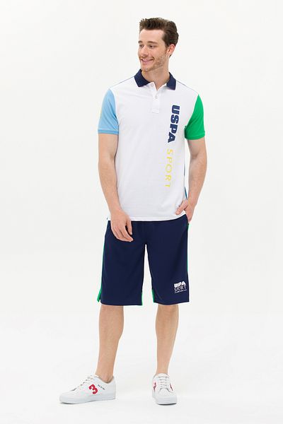U.S. Polo Assn. شورت محبوك باللون الأزرق الداكن للرجال 50263572 -VR033