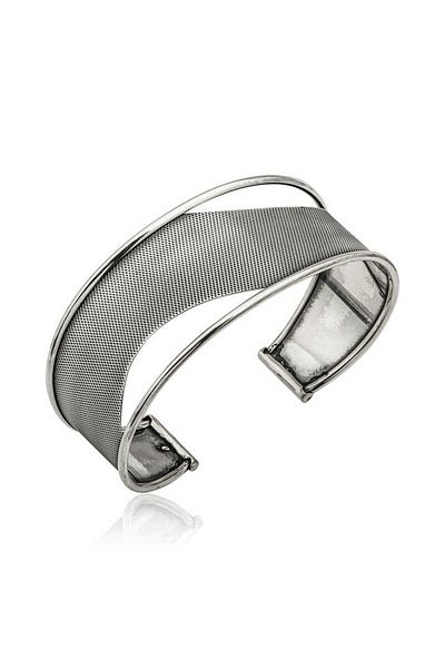 ECOME 925 Sterling Silver Tumbled Patterned Bracelet