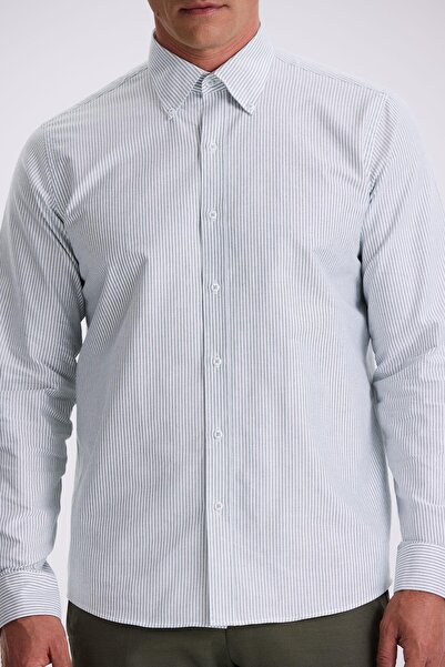 Jakamen Πράσινο πουκάμισο Comfort Fit με γιακά με κουμπιά από 100% βαμβάκι