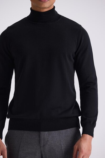 Jakamen Μαύρο πλεκτό πουλόβερ με λεπτή εφαρμογή με ολόκληρο ζιβάγκο