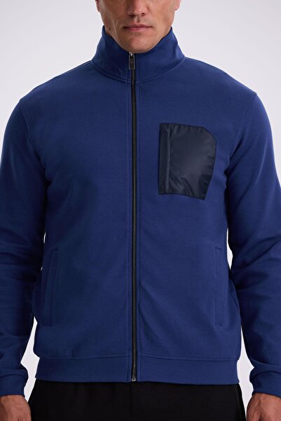 Jakamen Φούτερ με φερμουάρ Indigo Slim Fit από βαμβακερή λύκρα