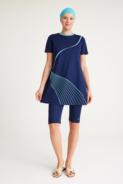 Plistre 2154_Μπούστο με στάμπα ημικαλυμμένο 3 τεμάχιο μαγιό Hijab