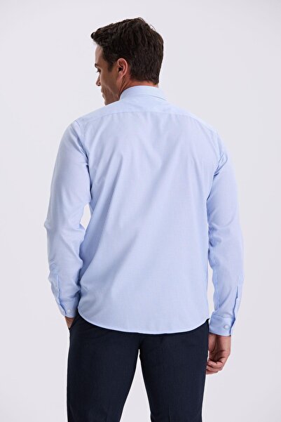 Jakamen Μπλε Comfort Fit που δεν απαιτεί σιδέρωμα 100% βαμβακερό ριγέ πουκάμισο χωρίς σίδερο