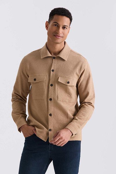 Jakamen Αθλητικό πουκάμισο Tan Slim Fit με κουμπιά γιακά με τσέπη
