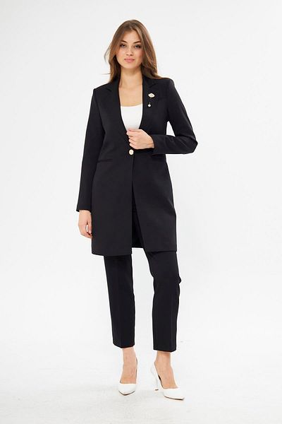 LOVELF Brooch Detail Long Jacket Set