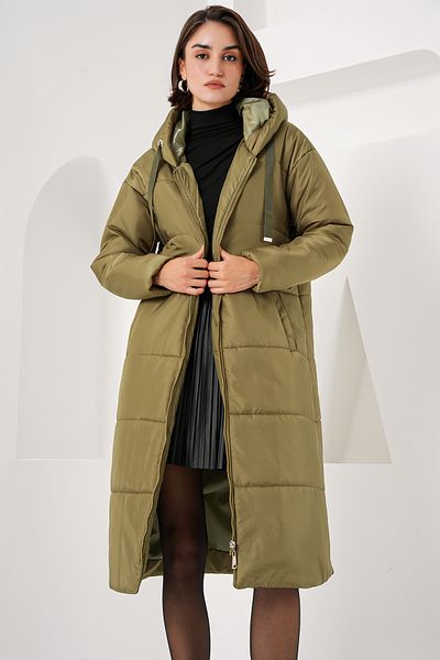 Bigdart 5120-as modell hosszú khaki pufferkabát kapucnis