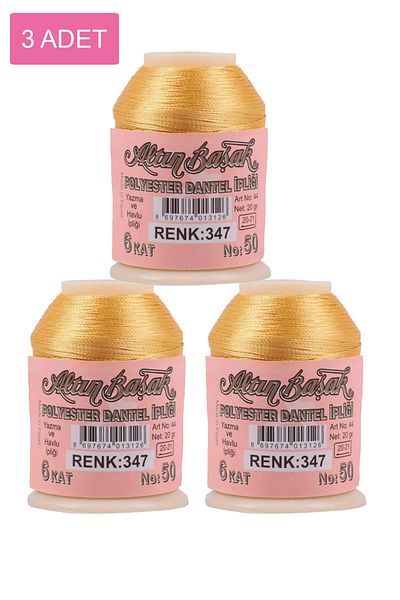 Angoravi 3 Pieces of Gold Spike Needle and Lace Thread 20 Gr - Royaleks - No: 347