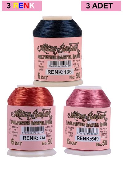 Altınbaşak 3 Pieces of Needle and Lace Floss 20 g - Royaleks - No: 748 - 649 - 135
