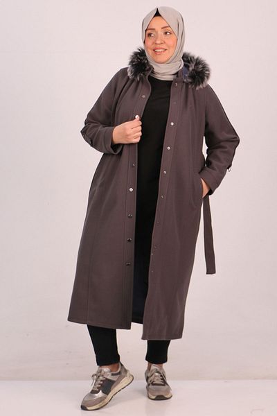 Eslina 33089 Large Size Stamped Coat-anthracite