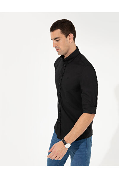 Pierre Cardin Черна риза Оксфорд с тясна кройка 50255275-VR046