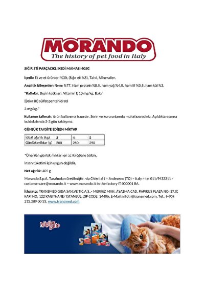 MORANDO Mıglıorgatto Kedi Maması-av Eti Parçacıklı 405 gr - Chunks Game