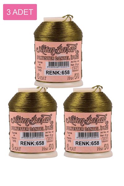 Mu Art 3 Pieces of Gold Needle and Lace Thread 20 Gr - Royaleks - No: 658