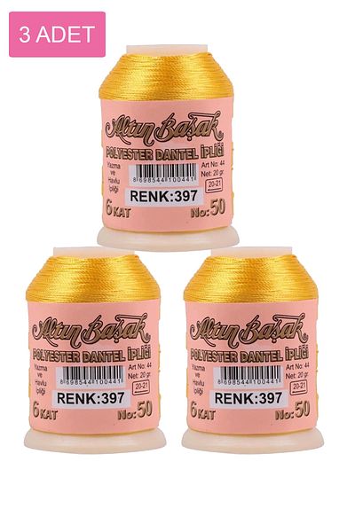 Royaleks 3 Pieces of Gold Spike Needle and Lace Thread 20 Gr - Royaleks - No: 020