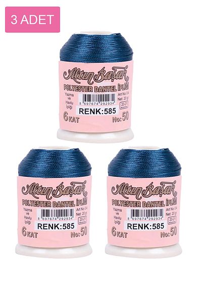 Angoravi 3 Pieces of Gold Spike Needle and Lace Thread 20 Gr - Royaleks - No: 585