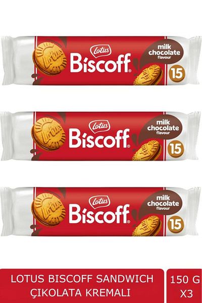 Lotus Biscoff Sandwich Chocolate Cream Biscuit - 150Gr X 3 Pieces