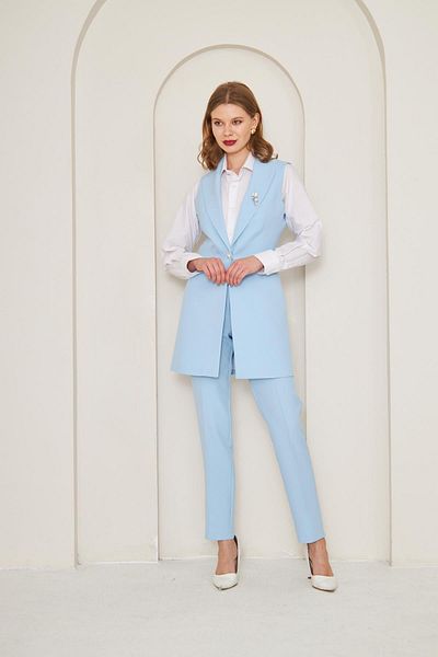 LOVELF Set vestă cu nasturi perle cu detaliu broșă Baby Blue