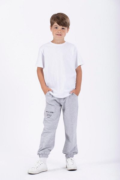 zepkids Don&#39;t Left Nothı Stop You Text Printed Grey Color Boy&#39;s φόρμα μονό κάτω