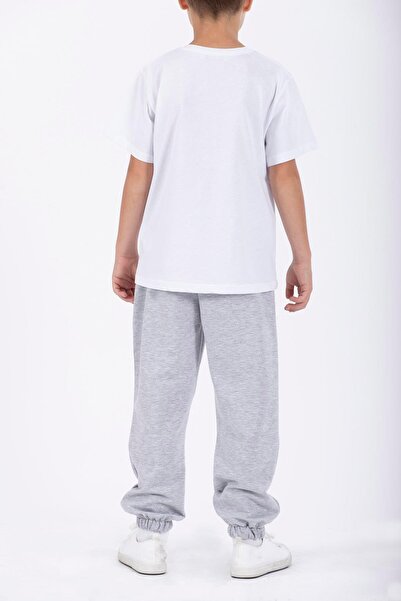 zepkids Don't Left Nothıng Stop You Text Printed Gray Color Boy's Tracksuit Single Bottom