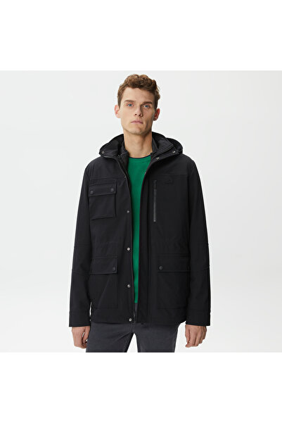 Lacoste Erkek Kapüşonlu Kapitone Siyah Mont