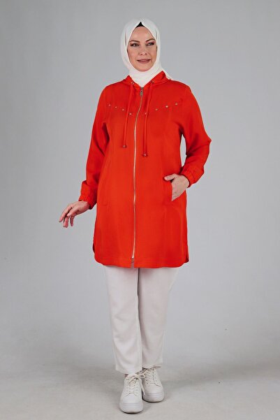 Moda Rosa 24Y25085 - MERCAN - Büyük Beden Tesettür Kapüşonlu Spor Kap