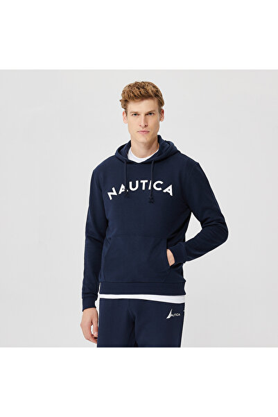 Nautica Erkek Lacivert Standart Fit Kapüşonlu Sweatshirt