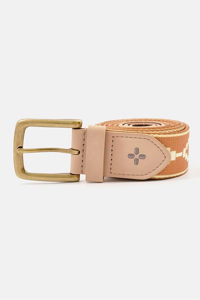 Sun Stone Men Faux Leather Belt, Gold