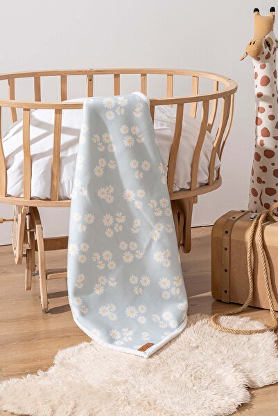 Rivaİstanbul بطانية أطفال زغبية منقوشة باللون الأخضر - 80x100 سم