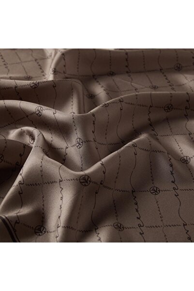 ipekevi Μεταξωτό Φουλάρι Twill - Μονόγραμμα - Ashy Brown