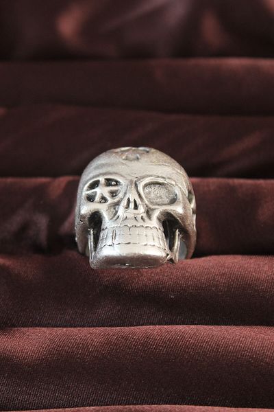 ENDALİFE En6S- Silver Color Adjustable Men's Ring with Skull Figure