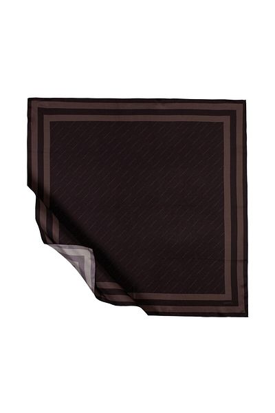 ipekevi Eșarfă din mătase din twill - Dungi Signature - Bitter Brown