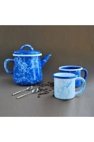 Bidoluraf Blue Enamel Teapot Small Size 500ml