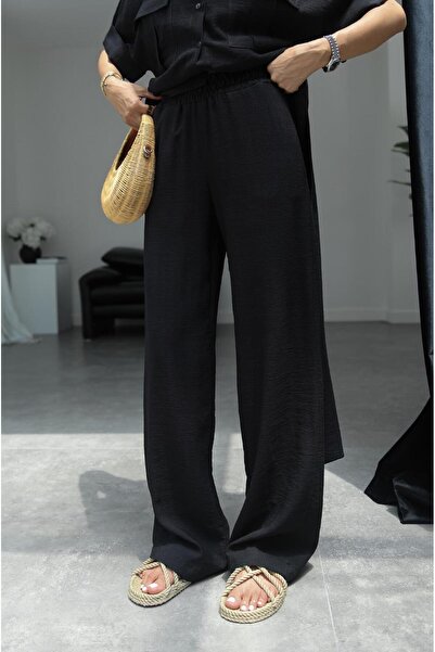 Havoş Black Shirt and Trousers Set - Belted