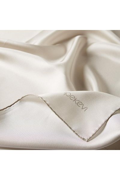 ipekevi Μασίφ Twill Silk Φουλάρι - Σκούρο Κρέμα
