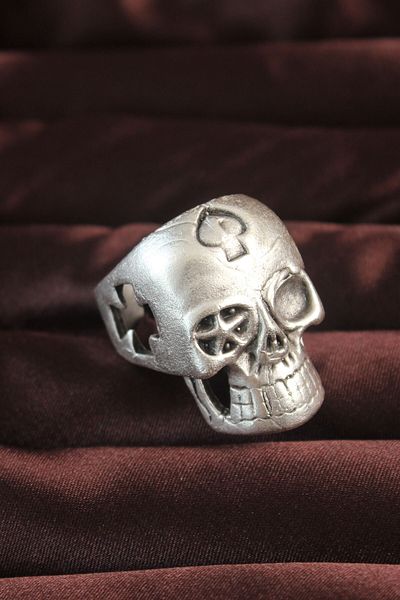 ENDALİFE En6S- Silver Color Adjustable Men's Ring with Skull Figure