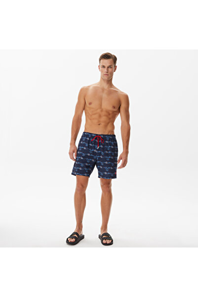 Nautica Erkek Lacivert Baskılı Deniz Şortu