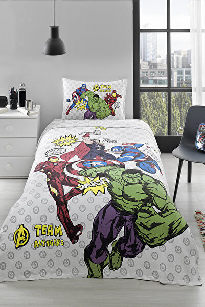 Özdilek Avengers Team Tek Kişilik Disney Lisanslı Lastikli Çarşaf Çocuk Pike Takımı
