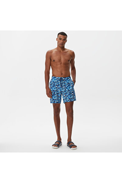 Nautica Erkek Mavi Baskılı Deniz Şortu