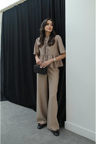 Havoş Mink Tied Blouse Trousers Set
