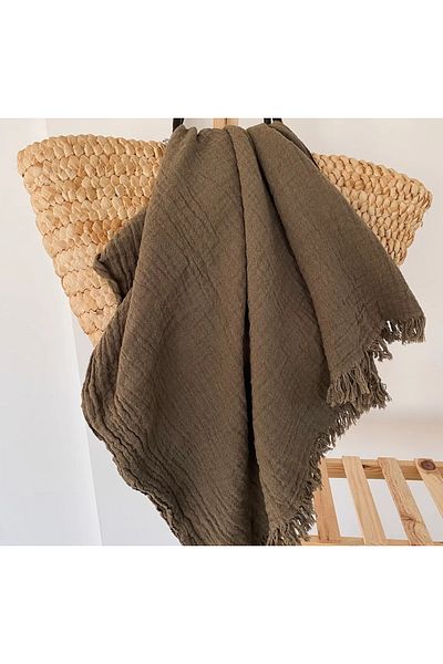 Bidoluraf 80x170cm Brown Soft Textured Quick Drying Peshtemal / Beach Towel