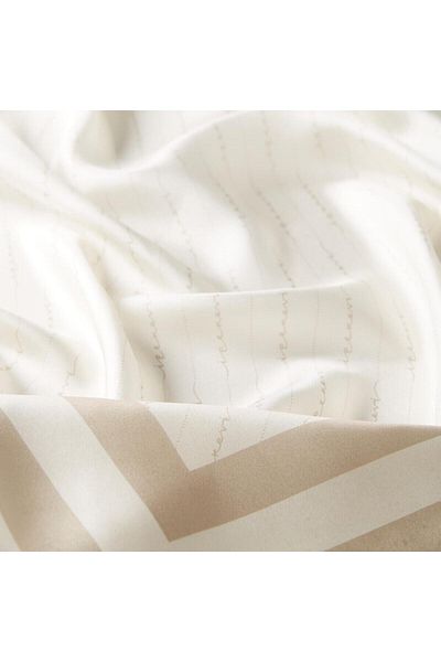ipekevi Μεταξωτό μαντήλι Tivil με ριγέ Signature Light Cream